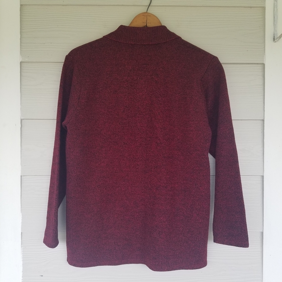 Mid-Length Modern Cardigan Sweater Sequin Gorgeous Deep Burgundy/Black - Picture 10 of 14
